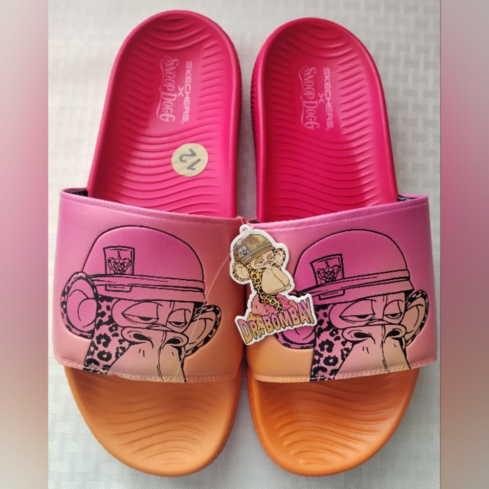 Skechers Snoop Dogg Dr Bombay Pink Orange Slip On Sandals Men Size 12